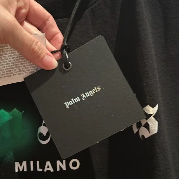 SSENSE NEW AUTHENTIC PALM ANGELS black spray paint logo t shirt large - Picture 7 of 16